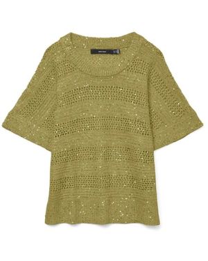 Vero Moda Vmleilani Stripe Ss O-Neck Pullover - Groen