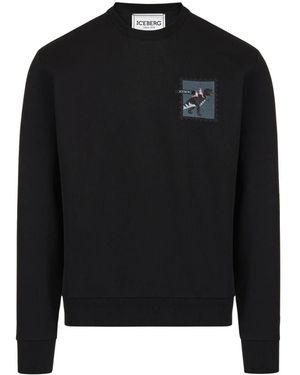Iceberg Regular Fit Sweatshirt Met Ronde Hals - Zwart