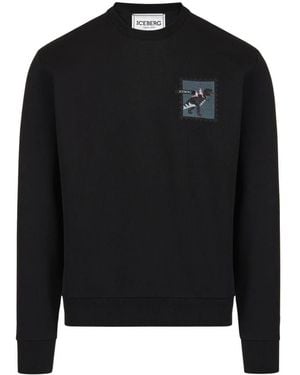 Iceberg Regular Fit Sweatshirt Met Ronde Hals - Zwart