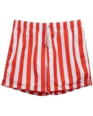 Emporio Armani Rote Gestreifte Boxer Badehose Schnell Trocken