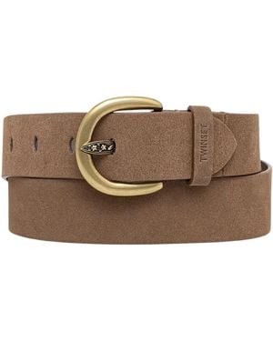 Twinset Wildledergürtel Mit Logo - Braun