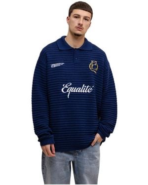 Equalite Truien & Vesten ,Blauw ,Polyester Heritage Rib Knit Polo