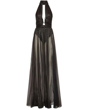Philipp Plein Chiffon Lange Jurk - Zwart
