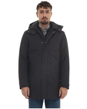 Save The Duck Jassen ,Blauw ,Leer Sam Long Jacket - Zwart