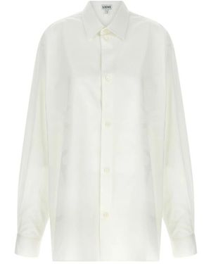 Loewe Anagram Logo-Jacquard Overhemd Van Katoentwill - Wit