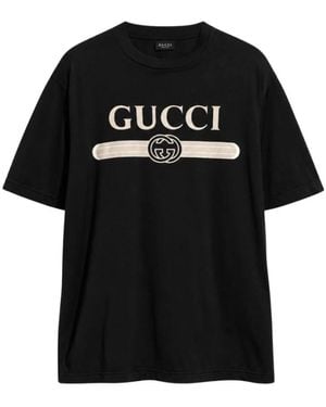 Gucci Baumwoll-Jersey-T-Shirt Mit Print - Schwarz