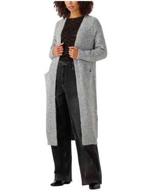 Object Truien & Vesten ,Grijs ,Polyester Objmilu Ls Lo Lange Gebreide Cardigan - Zwart