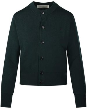 Ami Paris Truien & Vesten ,Groen ,Wol Adc Ronde Hals Cardigan
