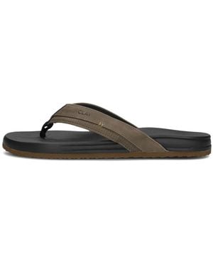 CLAY Grüne Lederlook Sommer Pantoletten - Schwarz