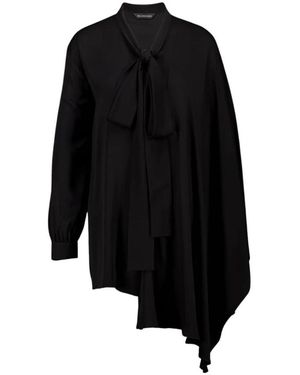 Balenciaga Washed Silk Scarf Blouse - Zwart