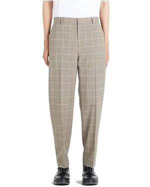 Etudes Studio Broeken ,Bruine Geruite Wijde Pijp Broek - Naturel