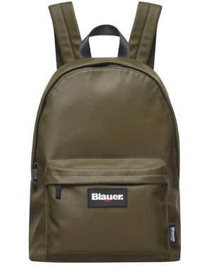 Blauer Grüner Beschichteter Rucksack Mit Verstellbaren Trägern