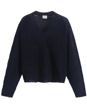 Scaglione V Neck Boxy Alpaca - Blau