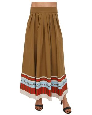Nenette Rokken ,Groen ,Polyester Maxi Rok - Naturel