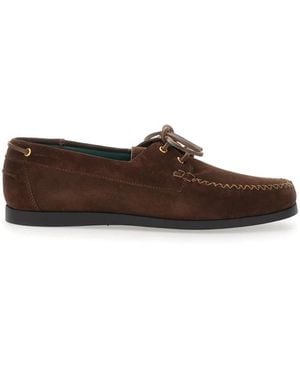 VINNY'S Loafer Aus Veloursleder Mit Abgerundeter Spitze Und Schleifenriemen - Braun