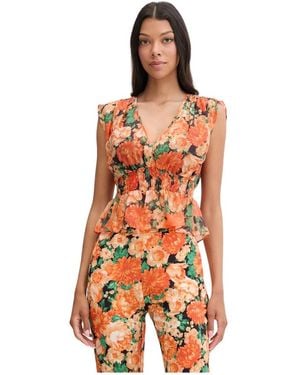 Pinko Botanische Tuin Top Met V-Hals - Oranje