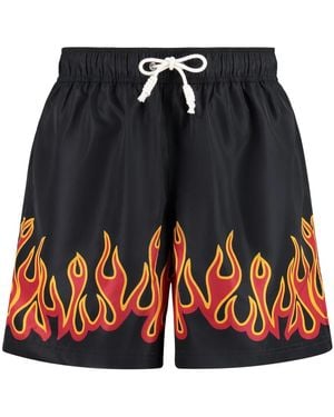 Palm Angels Bunte Badehosen Mit Mesh-Futter - Schwarz