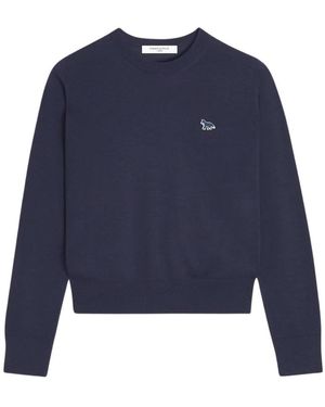 Maison Kitsuné Feine Merinowolle Jersey - Blau