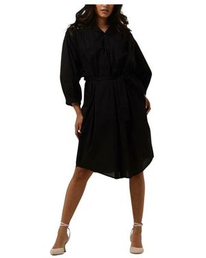 Summum Baumwoll-Voile Midikleid - Schwarz