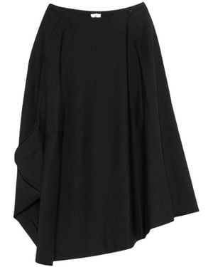 Comme des Garçons Rokken ,Zwart ,Wol Asymmetrische Wollen Midi Rok