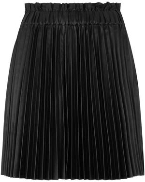RED Valentino Geplooide Leren Rok - Zwart
