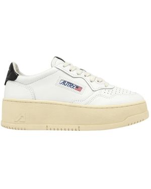 Autry Scarpe basse in pelle con plateau - Bianco