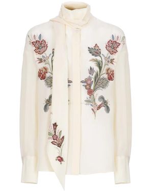 Etro Zijden Blouse Met Geplaatste Print - Naturel