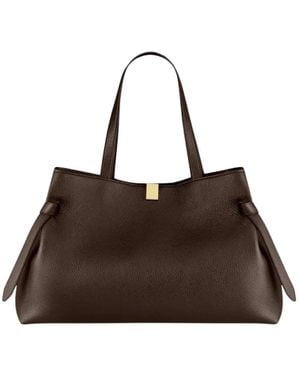 Yuzefi Tassen ,Bruin ,Leer Gyoza Tote Pebble Grain Leather