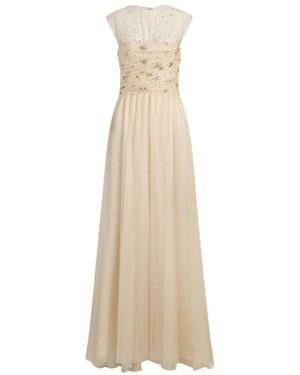 Alberta Ferretti Lange Zijde Chiffon Jurk - Naturel