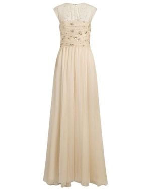 Alberta Ferretti Langes Seidenchiffon-Kleid - Natur