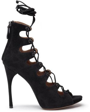 Alaïa Sandali scamosciati con tacco e punta aperta - Nero