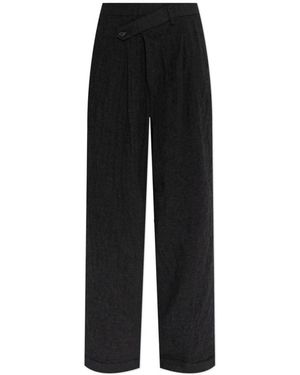 R13 Broeken ,Grijs ,Wol Broek Met Wollen Afwerking - Zwart