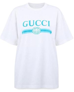 Gucci Tops ,Wit ,New Ancora - Blauw