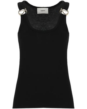 Coperni Tops ,Zwart ,Ring-Detail Ribbed Top