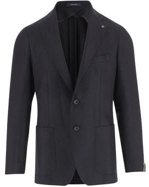Tagliatore Enkelrijige Wollen Jas - Blauw