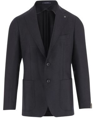 Tagliatore Enkelrijige Wollen Jas - Blauw