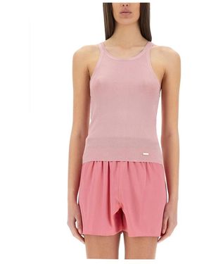 Tom Ford Tops ,Roze ,Compacte Fijngebreide Zijden Racerback Tanktop