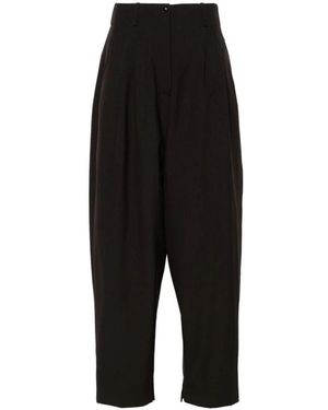 Quira Kaffeebraune Wollweite Hosen - Schwarz