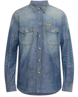 DSquared² Vintage-Effekt Denim-Hemd - Blau
