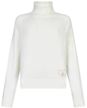 Liu Jo Truien & Vesten ,Wit ,Wol Wool And Cashmere Turtleneck