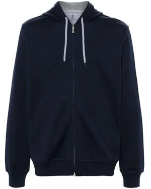 Brunello Cucinelli Zip Sweatshirt Op - Blauw