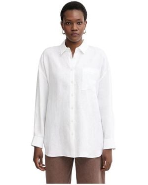 Twinset Linnen Blouse Met Geborduurd Logo - Wit