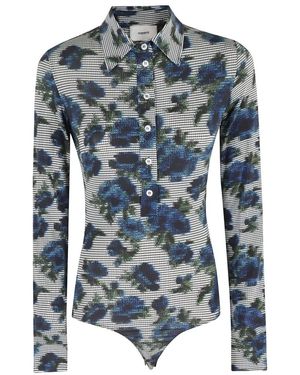 Coperni Blauw All Over Print Bodysuit Shirt