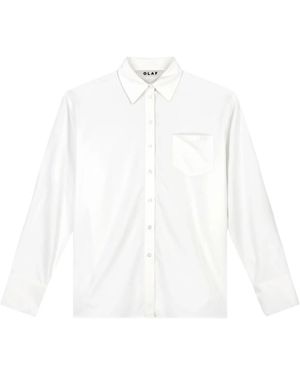 OLAF HUSSEIN Overhemden ,Wit ,Drapey Asymmetric Shirt
