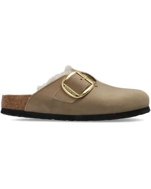 Birkenstock Schoenen ,Leer Boston Big Buckle Shearling Narrow Fit - Bruin