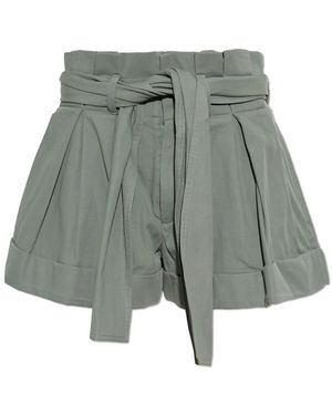 Balmain Korte Broeken ,Groen ,Katoen Cotton Gabardine High-Waisted Shorts - Grijs