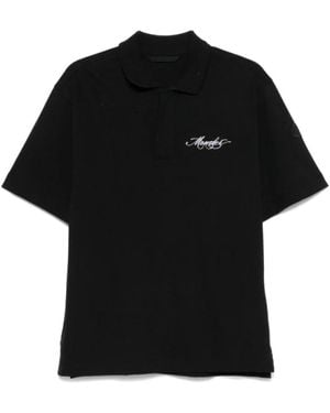 Moncler Graues Polo-Shirt Mit Besticktem Logo - Schwarz