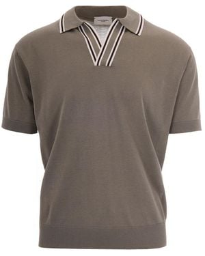 Paolo Pecora Truien & Vesten ,Groen ,Katoen V-Neck Truien - Grijs