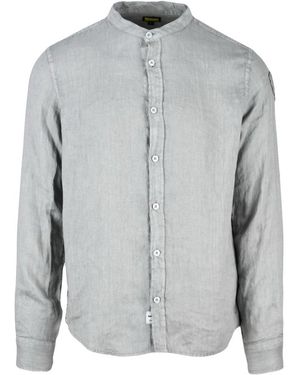 Blauer Leinenhemd - Grau