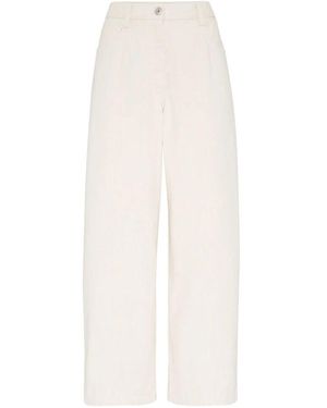 Brunello Cucinelli Ecru hose mit ketten-detail - Weiß